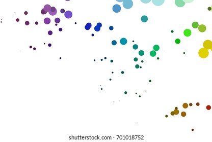 Light Multicolor, Rainbow vector banner with circles, spheres. Abstract spots. Background of Art bubbles in halftone style with colored gradient.