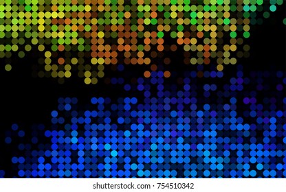 Light Multicolor, Rainbow vector banner with circles, spheres. Abstract spots. Background of Art bubbles in halftone style with colored gradient.