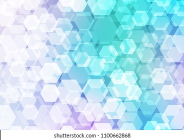 Light Multicolor, Rainbow vector blurry hexagon pattern. Creative illustration in halftone style with gradient. A completely new design for your business.
