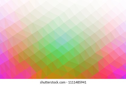 Light Multicolor, Rainbow vector blurry hexagon template. A sample with polygonal shapes. The template can be used as a background for cell phones.