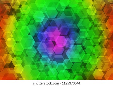 Light Multicolor, Rainbow vector blurry hexagon template. Shining colored illustration in a Brand new style. Brand new design for your business.