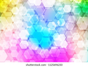 Light Multicolor, Rainbow vector blurry hexagon background. Colorful abstract illustration with gradient. The completely new template can be used for your brand book.