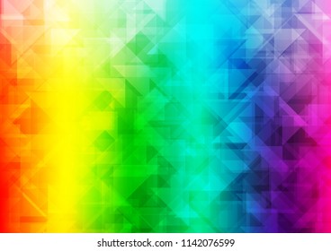 Light Multicolor, Rainbow vector blurry hexagon blurry triangle. Colorful illustration in abstract style with gradient. Brand new style for your business design.