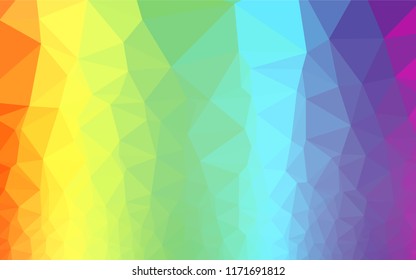 Light Multicolor, Rainbow vector blurry hexagon template. A vague abstract illustration with gradient. Triangular pattern for your business design.