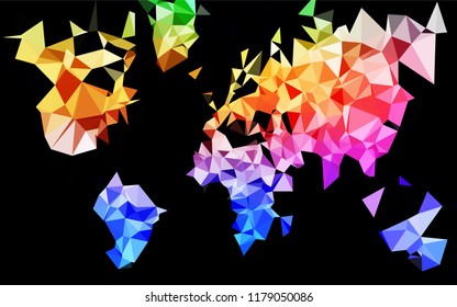 Light Multicolor, Rainbow vector blurry hexagon pattern. Triangular geometric sample with gradient.  A completely new design for your business.