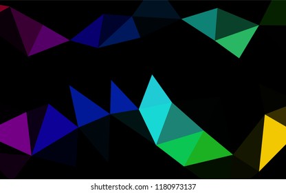 Light Multicolor, Rainbow vector blurry hexagon template. Triangular geometric sample with gradient.  The polygonal design can be used for your web site.