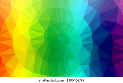 Light Multicolor, Rainbow vector blurry hexagon pattern. Triangular geometric sample with gradient.  A completely new template for your business design.