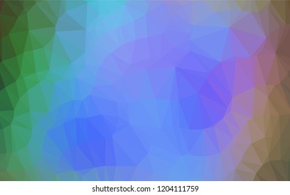 Light Multicolor, Rainbow vector blurry hexagon pattern. Shining illustration, which consist of triangles. The polygonal design can be used for your web site.