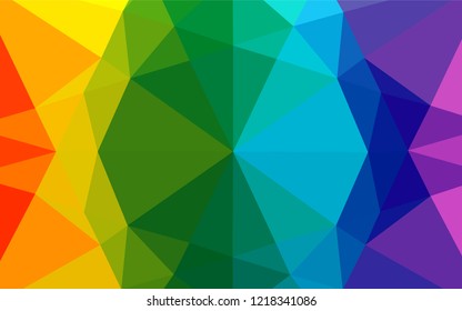 Light Multicolor, Rainbow vector blurry hexagon template. Geometric illustration in Origami style with gradient.  A new texture for your design.