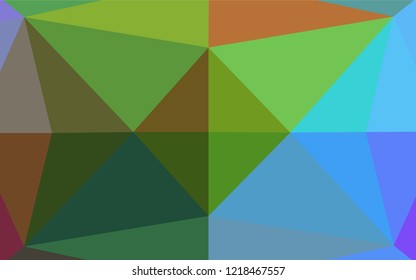 Light Multicolor, Rainbow vector blurry hexagon template. Triangular geometric sample with gradient.  The textured pattern can be used for background.