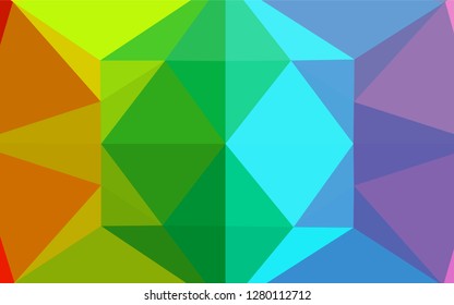 Light Multicolor, Rainbow vector blurry hexagon template. Triangular geometric sample with gradient.  A new texture for your design.