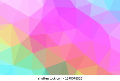 Light Multicolor, Rainbow vector blurry hexagon pattern. Geometric illustration in Origami style with gradient.  A completely new design for your business.