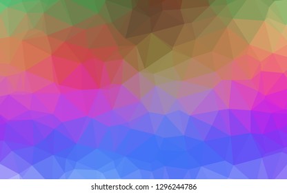 Light Multicolor, Rainbow vector blurry triangle template. Shining illustration, which consist of triangles. Textured pattern for background.