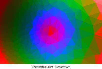 Light Multicolor, Rainbow vector blurry triangle template. Shining illustration, which consist of triangles. Completely new design for your business.