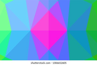 Light Multicolor, Rainbow vector blurry hexagon pattern. Shining illustration, which consist of triangles. Brand new style for your business design.