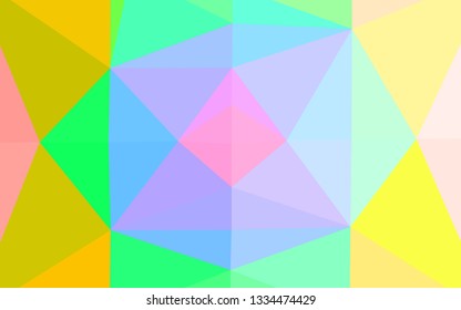 Light Multicolor, Rainbow vector blurry triangle pattern. A sample with polygonal shapes. Brand new style for your business design.