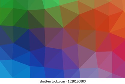 Light Multicolor, Rainbow vector blurry triangle template. Creative illustration in halftone style with gradient. Triangular pattern for your business design.