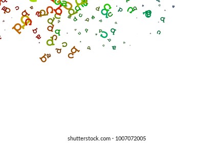 Light Multicolor, Rainbow vector cover with english symbols. Shining colorful illustration with isolated letters. Template can be used as a background for ads of typography.