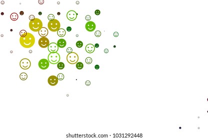 Light Multicolor, Rainbow vector cover with cute smiles. Illustration with set of smiles in simple style. Design for positive ad, poster, banner.
