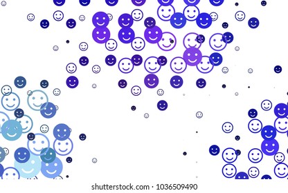 Light Multicolor, Rainbow vector cover with cute smiles. Blurred decorative design of smiles in doodle style. Template for cheerful greeting postcards.