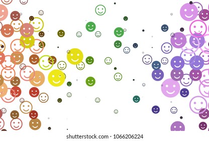 Light Multicolor, Rainbow vector cover with cute smiles. Beautiful colored illustration with smiles in simple style. Design for positive ad, poster, banner.