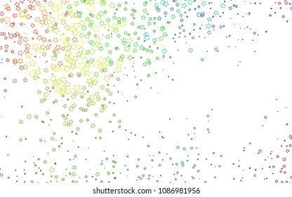 Light Multicolor, Rainbow vector cover with small and big stars. Shining colored illustration with stars. The pattern can be used for wrapping gifts.