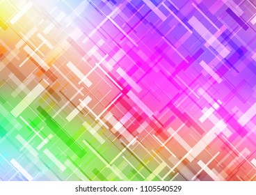 Light Multicolor, Rainbow vector cover with long lines. Modern geometrical abstract illustration with staves. Smart design for your business advert.