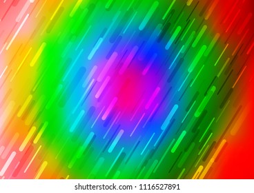 Light Multicolor, Rainbow vector cover with long lines. Lines on blurred abstract background with gradient. Best design for your ad, poster, banner.
