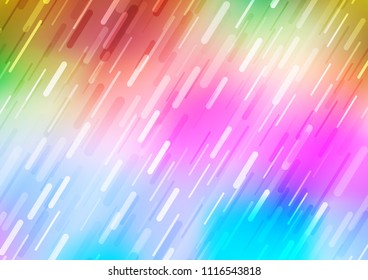 Light Multicolor, Rainbow vector cover with long diagonal lines. Blurred decorative design in simple style with lines. The pattern can be used as ads, poster, banner for commercial.