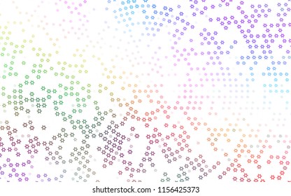 Light Multicolor, Rainbow vector cover with small and big stars. Stars on blurred abstract background with gradient. Smart design for your business advert.