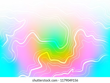 Light Multicolor, Rainbow vector cover with long curved lines. Decorative shining illustration with lines on abstract template. Smart design for your business advert.