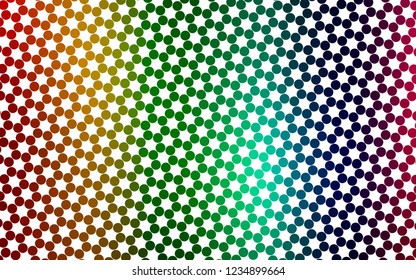 Light Multicolor, Rainbow vector cover with spots. Glitter abstract illustration with blurred drops of rain. Template for your brand book.