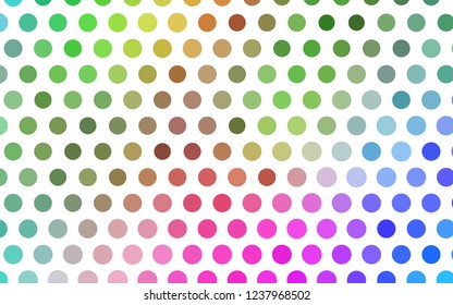 Light Multicolor, Rainbow vector cover with spots. Illustration with set of shining colorful abstract circles. Pattern of water, rain drops.
