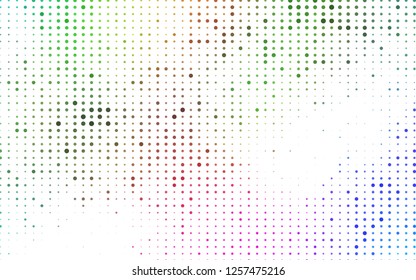 Light Multicolor, Rainbow vector cover with spots. Blurred bubbles on abstract background with colorful gradient. Design for business adverts.