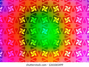 Light Multicolor, Rainbow vector cover in triangles, cubes. Lines, rhombus with colorful gradient. Template for wallpapers.
