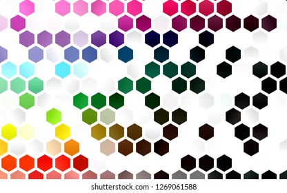 Light Multicolor, Rainbow vector cover with set of hexagons. Illustration with set of colorful hexagons. Pattern can be used for landing pages.