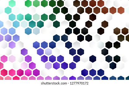 Light Multicolor, Rainbow vector cover with set of hexagons. Illustration of colored hexagons on white surface. Pattern for ads, leaflets.
