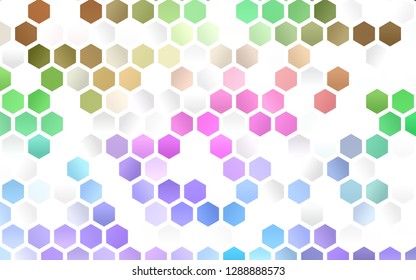 Light Multicolor, Rainbow vector cover with set of hexagons. Illustration with set of colorful hexagons. Pattern can for your ad, booklets.
