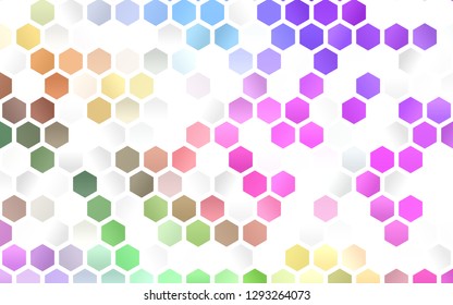 Light Multicolor, Rainbow vector cover with set of hexagons. Illustration of colored hexagons on white surface. Beautiful design for your business advert.