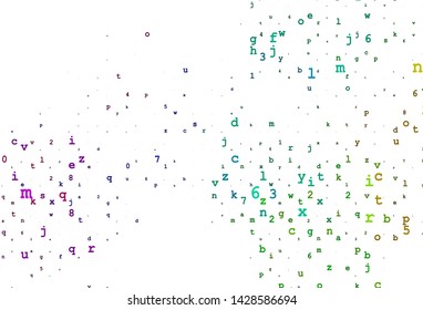 Light Multicolor, Rainbow vector cover with english symbols. Colored alphabet signs with gradient on white background. Template can be used as a background for ads of typography.