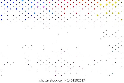 Light Multicolor, Rainbow vector cover with spots. Glitter abstract illustration with blurred drops of rain. Template for your brand book.
