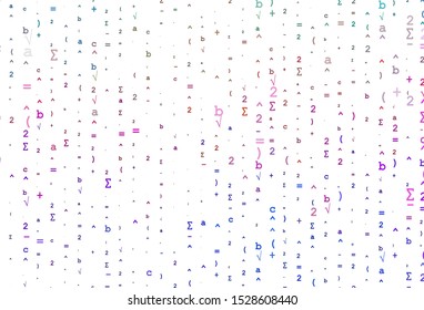 Light Multicolor, Rainbow vector cover with math elements. Modern geometrical illustration with numerals. Smart design for your university promotion.