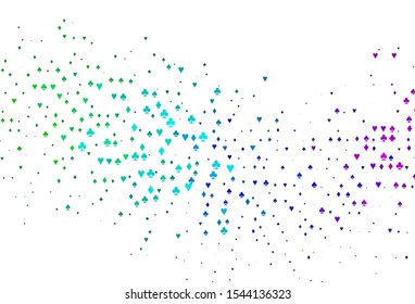 Light Multicolor, Rainbow vector cover with symbols of gamble. Blurred decorative design of hearts, spades, clubs, diamonds. Smart design for your business advert of casinos.