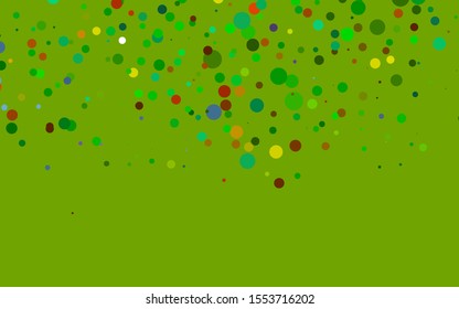 Light Multicolor, Rainbow vector cover with circles. Glitter abstract illustration with blurred drops of rain. Design for business adverts.