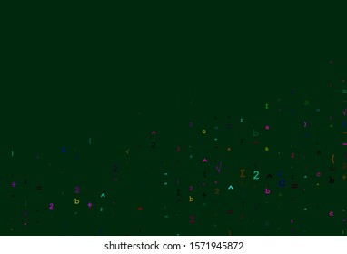 Light Multicolor, Rainbow vector cover with math elements. Colored mathematic signs with gradient on white background. Pattern for ads, booklets, leaflets of education.