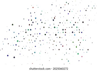 Light Multi color, Rainbow Vektorgrafik mit Symbolen des Spiels. Abstrakte Glitter-Skizze mit einzelnen Symbolen der Spielkarten. Muster für Broschüren, Broschüren von Spielhäusern.