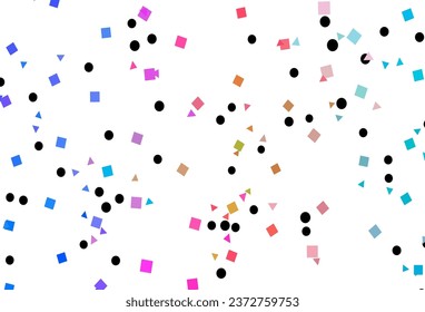 Light Multicolor, Rainbow vector cover in polygonal style with circles. Glitter abstract illustration with spheres, squares, lines. Pattern for busines ad, booklets, leaflets