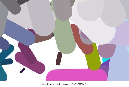 Light Multicolor, Rainbow vector cover with rounded stripes. Capsules on blurred abstract background with gradient. Smart design for your business advert.