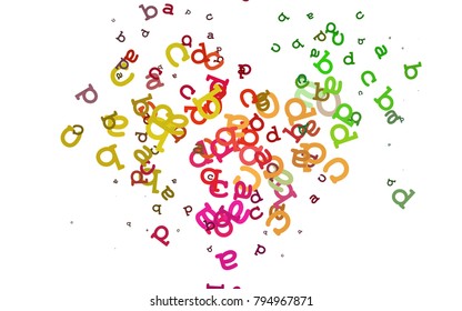 Light Multicolor, Rainbow vector cover with english symbols. Abstract illustration with colored latin alphabet. The pattern can be used as ads, poster, banner for books.