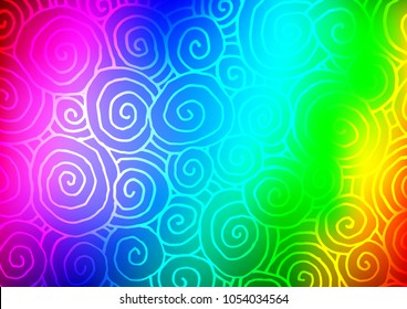 Light Multicolor, Rainbow vector doodle blurred template. Colorful abstract illustration with lines in Asian style. Hand painted design for web, leaflet, textile.